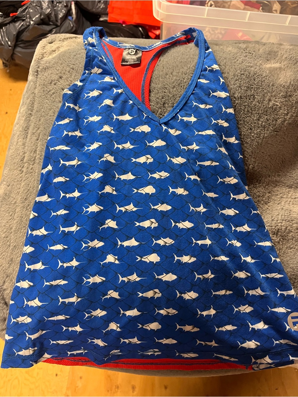 Pelagic Blue and White Shark-Print Women's Tank Top
